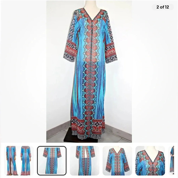 Venus La Moda Turkish Dream Rhinestone Embelished Beach Cover Up Maxi Dress L/XL - Picture 2 of 9